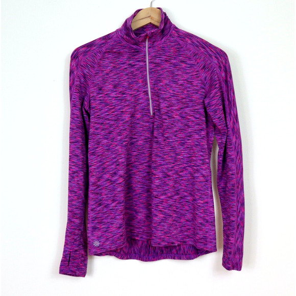 Athleta Size S Mendoza Half Zip Top Thumb Holes Space Dyed Purple - Picture 1 of 12